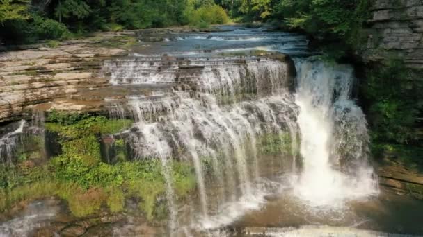 Aerial View Cummins Falls Blackburn Fork River Jackson County Tennessee — Stock Video