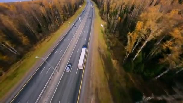 Fpv Drone Pilot Playing Truck Chasing High Speed — Stockvideo