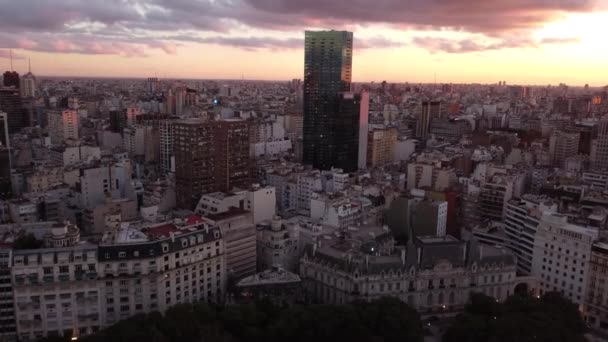 Велика Вежа Місто Буенос Айрес Заходом Сонця Задньому Плані Аргентина — стокове відео