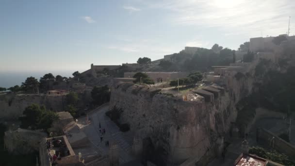 Benacantil Hill Alicante Deki Santa Brbara Ortaçağ Şatosu — Stok video