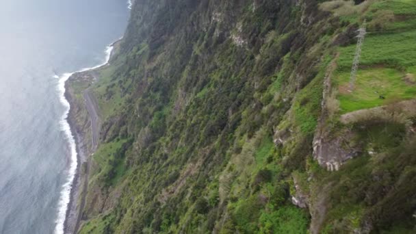 Een Fantastisch Uitzicht Zee Boven Ribeiro Janela Madeira Schot Dji — Stockvideo