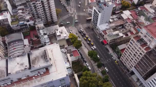 Luchtfoto Naar Voren Boven Cordoba Avenue Fork Buenos Aires Stad — Stockvideo