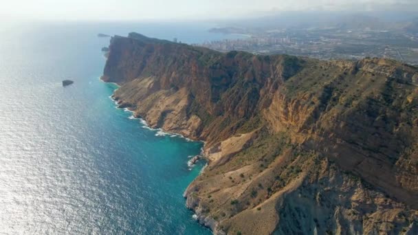 Vista Aérea Serra Gelada Cidade Benidorm Fundo Alicante Espanha — Vídeo de Stock