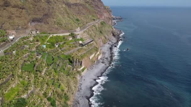 Vista Sulla Spiaggia Ponta Sol Madeira Girato Dji — Video Stock