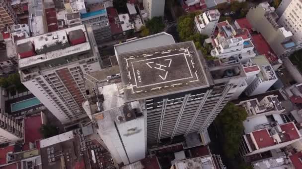 Heliport Tall Building Roof Buenos Aires City Argentina Aerial Top — Stock Video