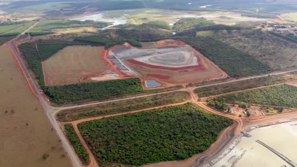 Aerial View Tailings Niobium Beneficiation Plant — Stock Video