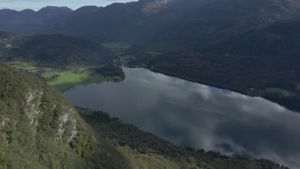 Slovenya Daki Julian Alplerindeki Bohinj Gölü Nün Havadan Görünüşü Triglav — Stok video