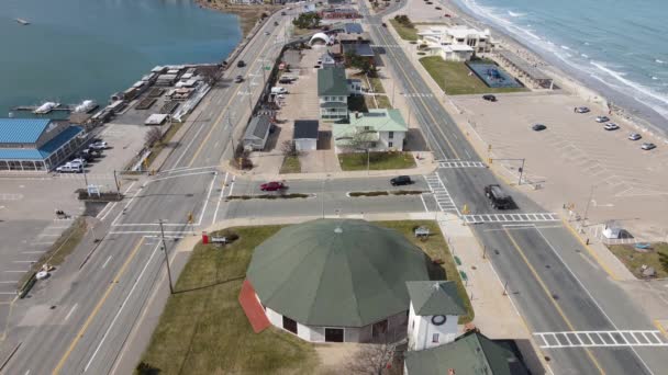 Aerial Shot Historic Paragon Carousel Nantasket Drone Static Shot — Stockvideo