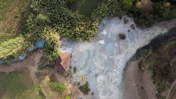 Top Famous Saturnia Hot Spring Natural Pools Light Blue Water — Stockvideo