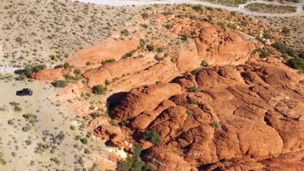 Aerial View Shapes Geology Red Sandstone Cliffs Arizona Usa Circling Stock Video