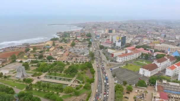 Aérea Del Mausoleo Kwame Nkrumah Parque Conmemorativo Encuentra Centro Accra — Vídeos de Stock