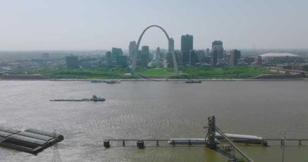 Ikoniska Gateway Arch Nationalpark Monument Louis Missouri Antenn Drönare Skott — Stockvideo