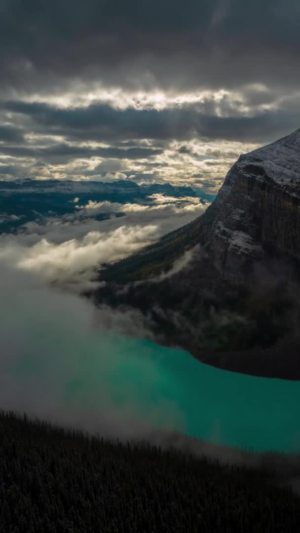 Függőleges Time Lapse Magnificent Atmosphere Scene Felett Glacial Lake Snow — Stock videók