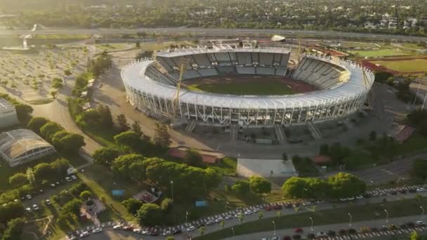 4K60 Διάσημο Γήπεδο Ποδοσφαίρου Της Κόρδοβα Στη Νότια Αμερική Ηλιοβασίλεμα — Αρχείο Βίντεο