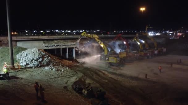 Demolición Puentes Sobre Autopista Cambridge Canadá Vista Aérea Drones — Vídeo de stock