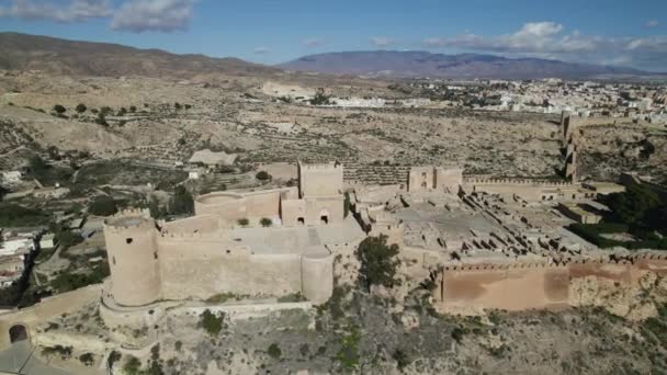 Fortified Complex Alcazaba Almeria Spain Aerial Circling — Stock Video