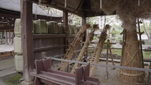 Piras Caña Arroz Hachiman Matsuri Exhibición Shrine Omihachiman Japón — Vídeos de Stock