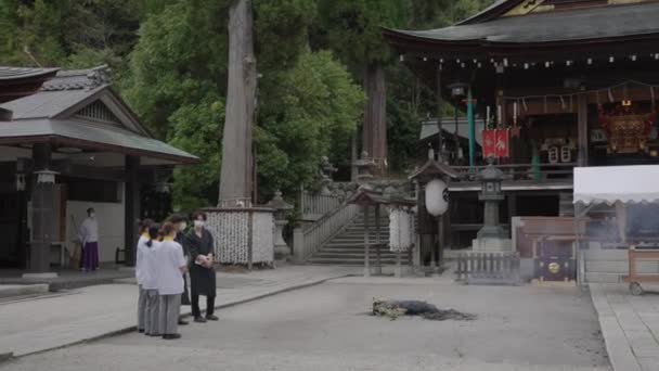 Omihachiman City Hachiman Shrine Preparing Festival Priests Burning Incense — Stockvideo