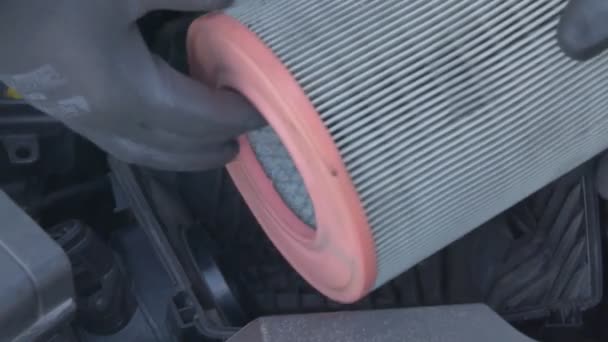 자동차 여과기를 여과기로 교체하는 — 비디오