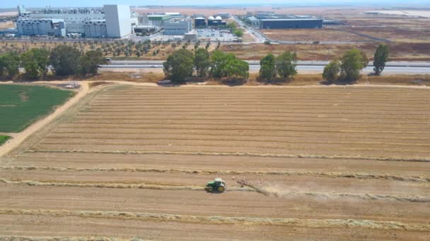 Reseeding Straw Field Nel Distretto Meridionale Israele Sdot Negev — Video Stock