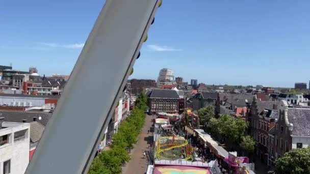 Kilátás Egy Gondolából Vagy Faházból Óriáskeréken Egy Vidámparkban Groningenben Hollandiában — Stock videók