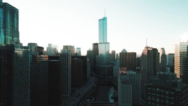 Mozi Felfedi Chicago Skylines Légi Felvétel — Stock videók
