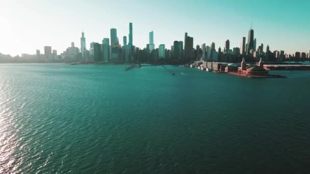 Lakeffront Chicago和Lake Michigan — 图库视频影像