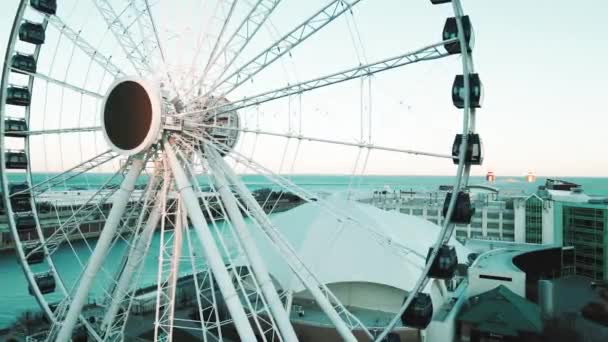 Empty Attraction Carousel Wheel — Stock Video
