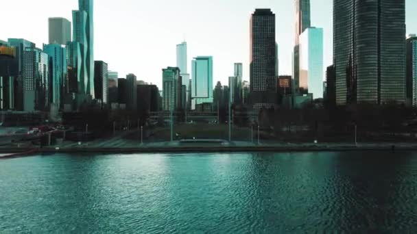 Chicago Filmische Opening Intro Luchtfoto Beelden — Stockvideo