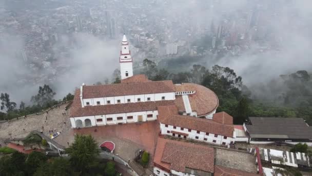 Aerial Shot Cerro Monserrate Bogota Colombia — Stock Video