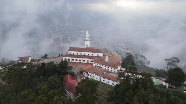 Aerial Shot Cerro Monserrate Bogota Colombia — Stock Video
