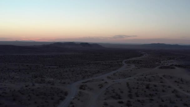 Dirt Tracks Cross Mojave Desert Landscape Dusk Stoddard Valley California — Stock Video