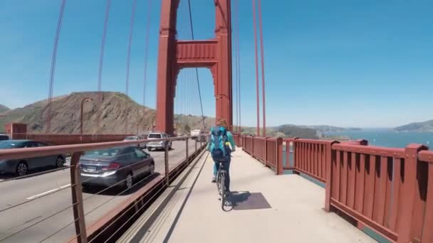 Andar Bicicleta Ponte Golden Gate São Francisco Eua Atividades São — Vídeo de Stock