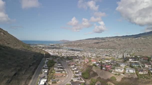 Letecký Pohled Hawaii Kai Domy Výhledem Tichý Oceán Dolly Vpravo — Stock video