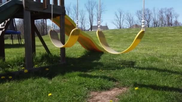 Crianças Swingset Grama Verde — Vídeo de Stock