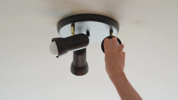 Man Changing Led Light Bulb — Video