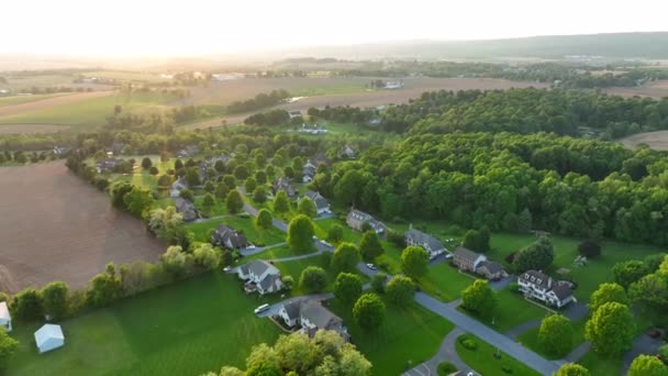 Genişleyen Kırsal Kesimin Yüksek Hava Manzarası Pensilvanya Nın Kırsal Kesimlerinde — Stok video