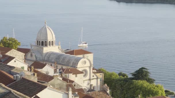 Sibenik Chorwacja Widok Kościół Jakuba Zatokę Adriatycką Widok Statyczny — Wideo stockowe