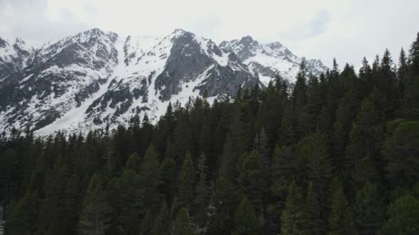 Picos Montaña Tatra Eslovaquia Estableciendo Vista Aérea Ascendente — Vídeos de Stock