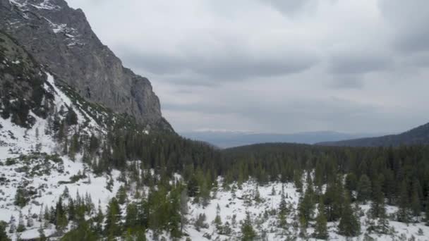 Luftaufnahme Aus Dem See Popradske Der Slowakischen Tatra — Stockvideo