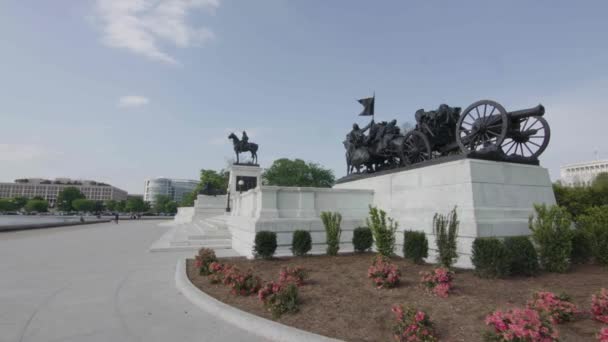 Una Amplia Toma Estatua Ulysses Grant Fuera Casa Blanca Washington — Vídeo de stock