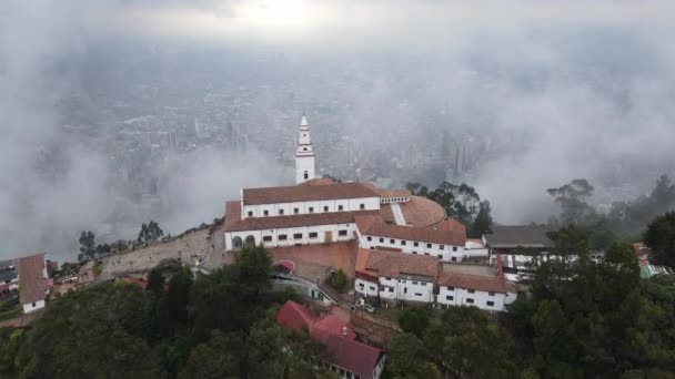 Luchtfoto Van Cerro Monserrate Bogota Colombië — Stockvideo