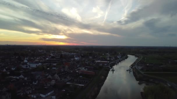 Sunset Uitbergen City Wichelen Belgium Aerial View — Stock video