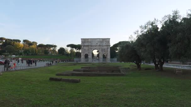 Front Facing View Arch Constantine Roman Forum Famous Landmark Rome — Video Stock