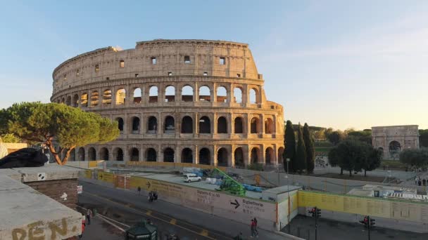 Vista Completa Del Coliseo Arco Constantino Foro Romano Roma Italia — Vídeo de stock