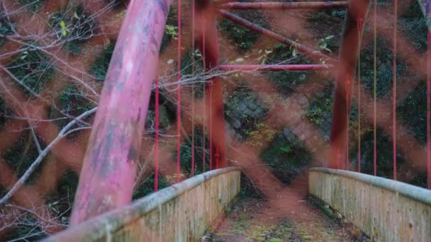 Заброшенный Старый Мост Миноо Парке Осака Япония Разрешено Ходить — стоковое видео