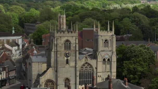 Εκκλησία Minster Building King Lynn Πόλη Aerial View — Αρχείο Βίντεο