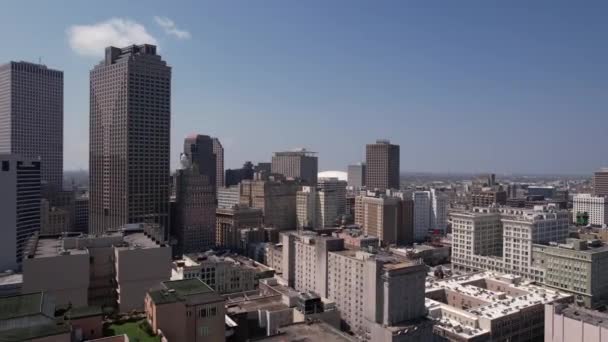 Aerial View Downtown New Orleans Louisiana Usa Cityscape Skyline Sunny — Stock video