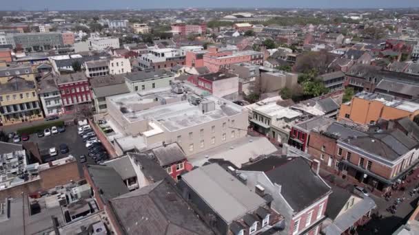 Flygfoto Över Centrala New Orleans Louisiana Usa Historiska Franska Kvarteret — Stockvideo