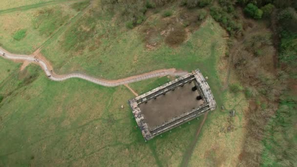 Luftaufnahme Des Penshaw Monuments Großbritannien Die 1844 Errichtete Narretei Ist — Stockvideo